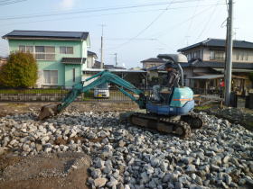 地盤調査中